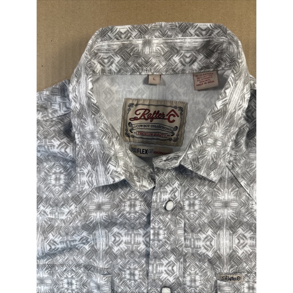 Rafter C Pearl Snap Botton Down Shirt Men's Size Large Pro‎ Flex 45